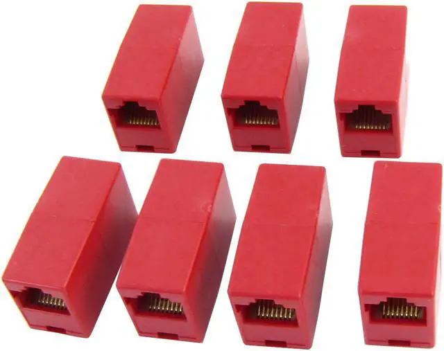 Main image of Unique Bargains RJ45 F-F 8P8C LAN Network Modular Extender Inline Coupler Red 7 Pcs