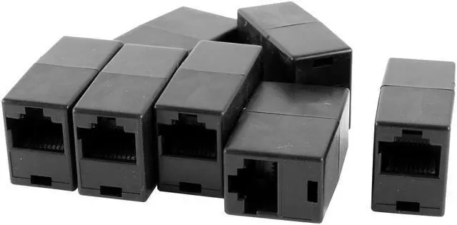 Main image of Black RJ45 8 Pin Female Modular Lan Ethernet Straight Coupler Connector 7 Pcs