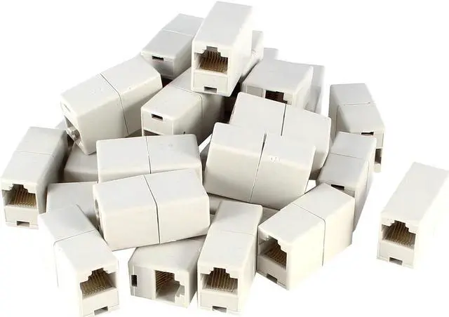 Main image of Unique Bargains 20 Pcs RJ45 8P8C Ethernet Network F/F Inline Coupler Connector Adapter Off White