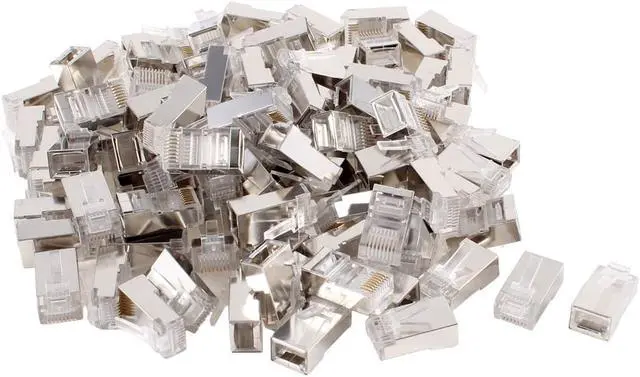 Main image of Unique Bargains 100 Pcs Metal Shell Shielded RJ45 8P8C Male Modular Network Plug Connector
