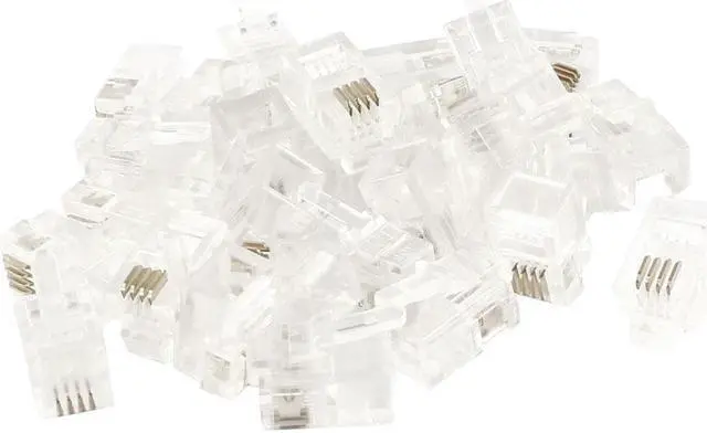 Main image of Unique Bargains 30Pcs 4P4C RJ9 Jack Telephone Cable Cord Connectors Adapters Clear