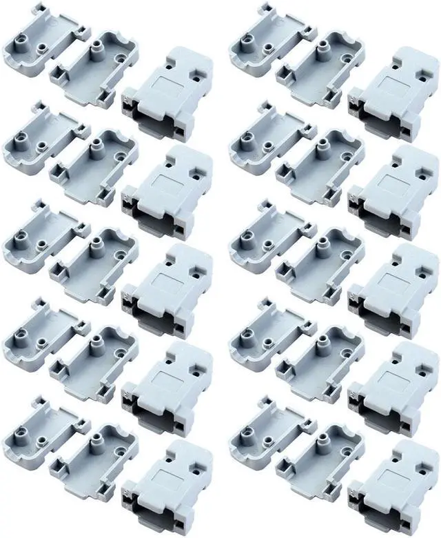 Main image of 20 Pieces DB9 9Pin Connector Plastic Shell Hood Cover Housing Replacement Gray