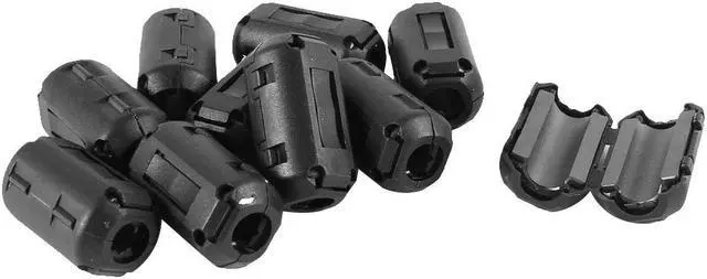 Main image of Unique Bargains 10 Pcs Black 9mm Dia Cord Ferrite Core Noise Suppressor Filter