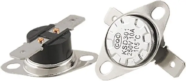 Main image of KSD301 2 Terminals Temperature Controlled Switch Thermostat 105 Celsius NC 5pcs