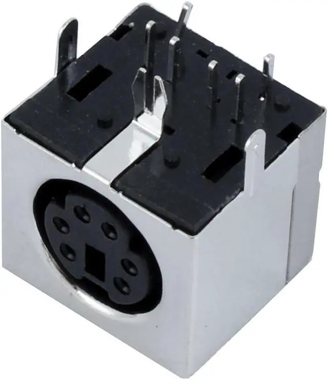 Main image of Unique Bargains Metal Shielded Right Angle 6 Pins PS/2 DIN PCB Jack Connector