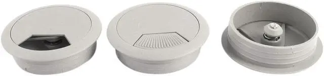 Main image of Unique Bargains 3Pcs Gray Round Plastic Computer Desk Grommet Cable Hole Cover