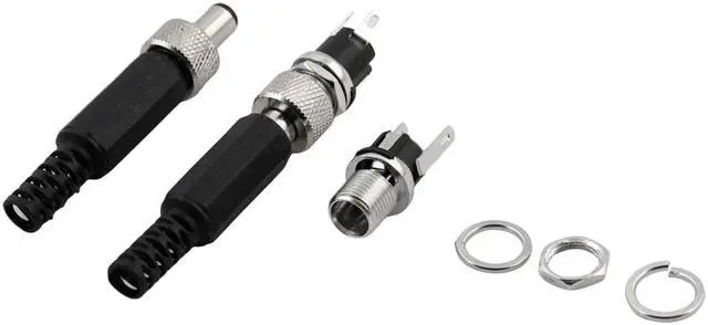 Alt view image 2 of 2 - Lockable Male 5.5mm x 2.1mm DC Power Jack Socket Female Panel Connector 2pcs