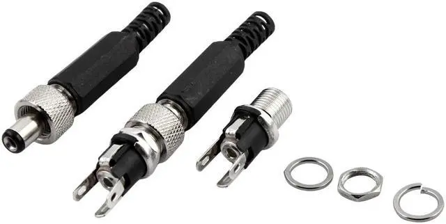 Main image of Lockable Male 5.5mm x 2.1mm DC Power Jack Socket Female Panel Connector 2pcs