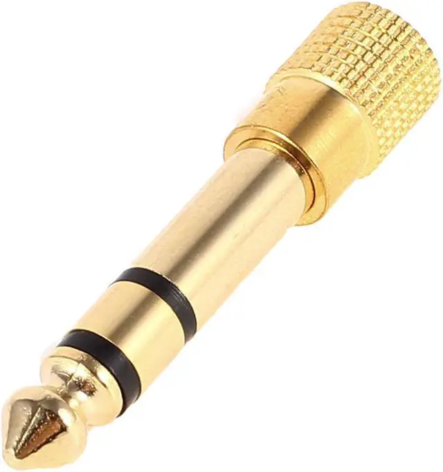 Main image of Unique Bargains Gold Tone Stereo 6.35mm 1/4  Male to 3.5mm Female Audio Adapter Coupler