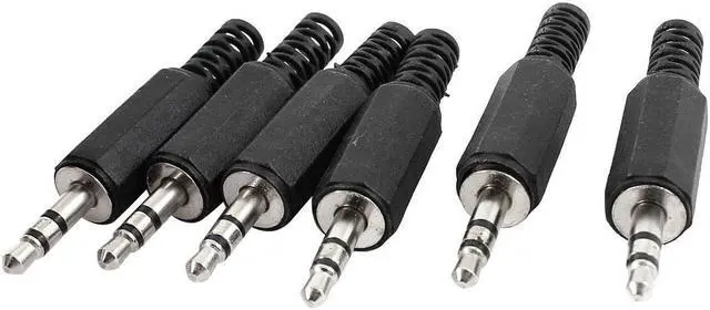 Main image of Unique Bargains 6 Pcs Black 3.5mm Male Plug Microphone Speaker Radio Audio Connector Adapter