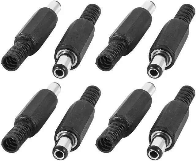 Main image of Unique Bargains 8 Pcs 5.5mm x 2.5mm Male Plug DC Power Jack Connector Socket Adapter Black