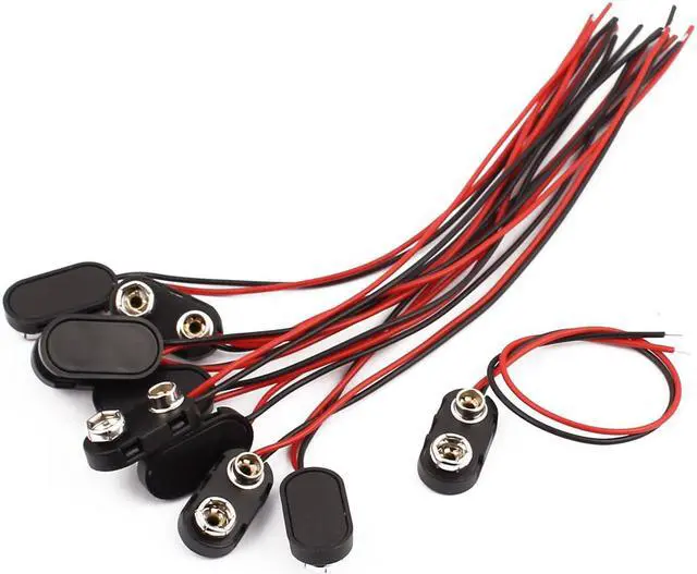 Main image of 10Pcs 2-Wire Plastic Shell I Type 9V 9 Volt Battery Clip Connector 15cm Length