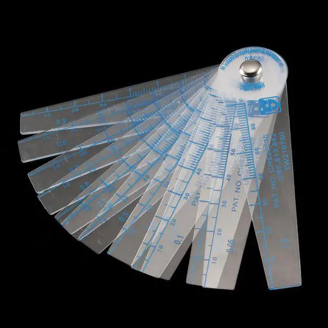 Alt view image 2 of 10 - 0.05-1mm Thickness Plastic Feeler Gauge Gap Filler Measuring Tool 14 in 1