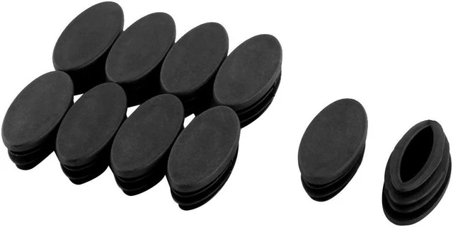 Main image of Unique Bargains 10 Pcs Antislip Plastic Oval 40mm x 20mm Chair Foot Cover Table Furniture Leg Protector Black