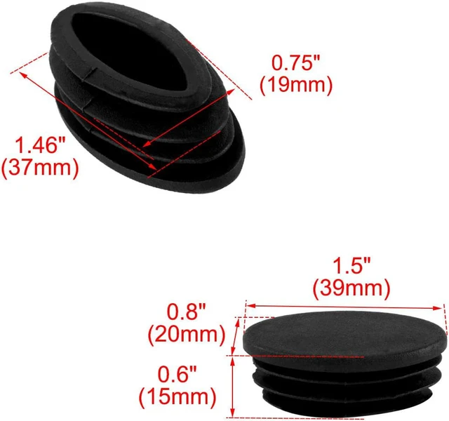 Alt view image 2 of 2 - Unique Bargains 10 Pcs Antislip Plastic Oval 40mm x 20mm Chair Foot Cover Table Furniture Leg Protector Black