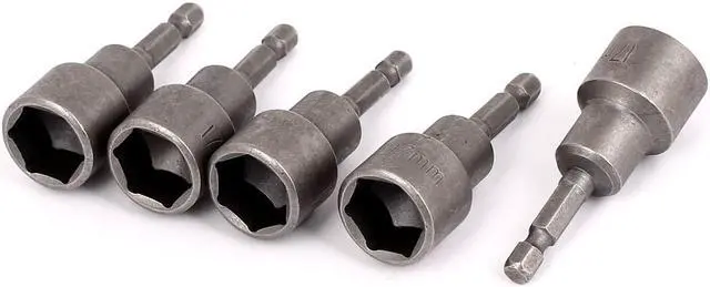 Main image of 1/4" Shank 17mm Hex Socket Impact Nut Setter Driver Bit Adapter Silver Gray 5pcs