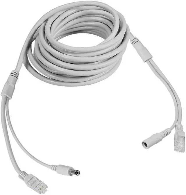 Main image of Unique Bargains 16ft Cat5e Network Ethernet LAN/Power Extension Cable for CCTV Security Cameras
