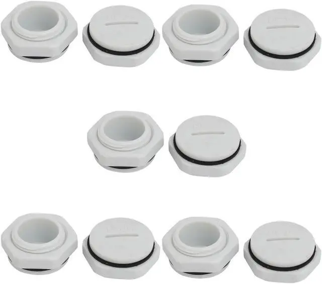 Main image of Unique Bargains PG16 Nylon Male Threaded Cable Gland Screw End Cap Cover Gray 10pcs