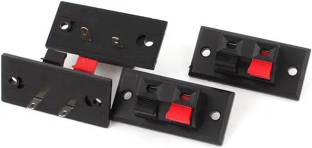 Main image of Unique Bargains 4pcs Plastic Housing 2 Way Push Type Speaker Terminal Board Connector Red Black