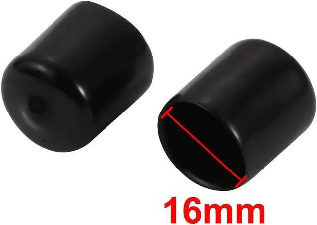 Alt view image 2 of 4 - 5Pcs 16mm Inner Dia Flexible Vinyl End Cap Screw Thread Protector Cover Black