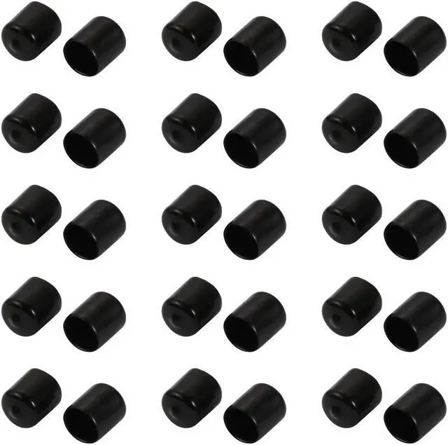Main image of 30Pcs 16mm Inner Dia Flexible Vinyl End Cap Screw Thread Protector Cover Black