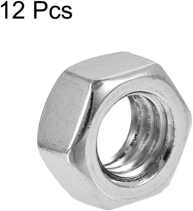 Alt view image 3 of 3 - 12pcs 1/2"-12 BSW Thread 304 Stainless Steel Hex Nut Fastener Silver Tone