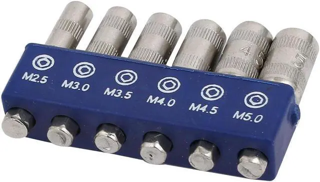 Alt view image 2 of 4 - M2.5  M3 M3.5 M4.0 M4.5 M5 Hex Socket Nut Driver Adapter Drill Bit 6 in 1 Set