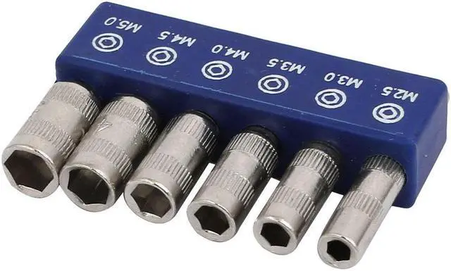 Alt view image 4 of 4 - M2.5  M3 M3.5 M4.0 M4.5 M5 Hex Socket Nut Driver Adapter Drill Bit 6 in 1 Set