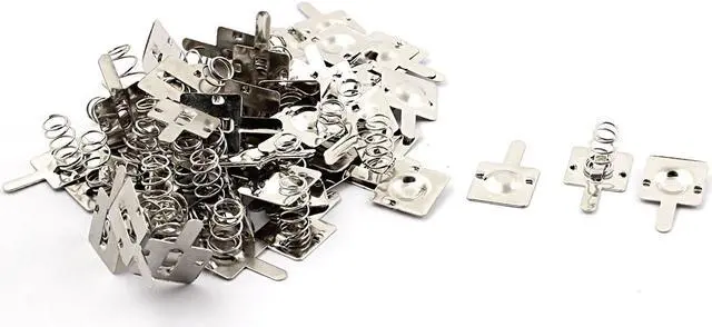Main image of Metal AA Battery Spring Contact Lamination Plate Terminal Silver Tone 30pcs