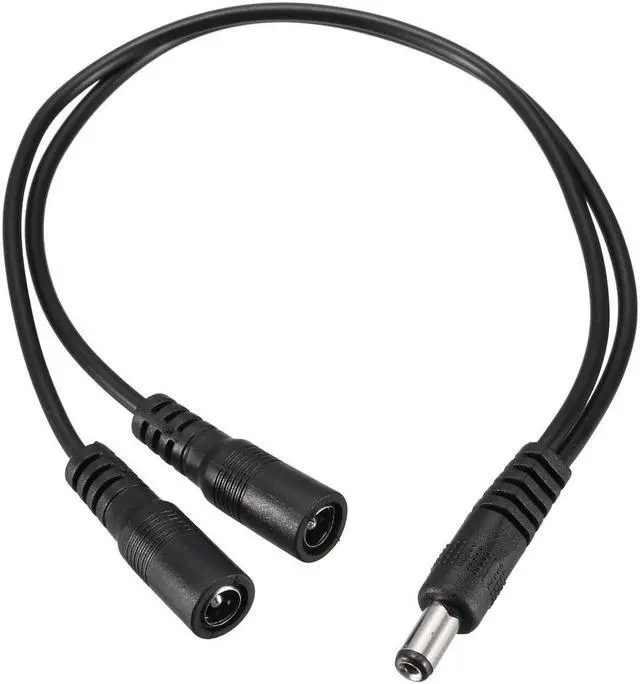 Main image of 12V DC Power Splitter Cable 1 Male to 2 Female Connectors 32cm 24AWG Cord for CCTV Security Camera 2.1mmx5.5mm