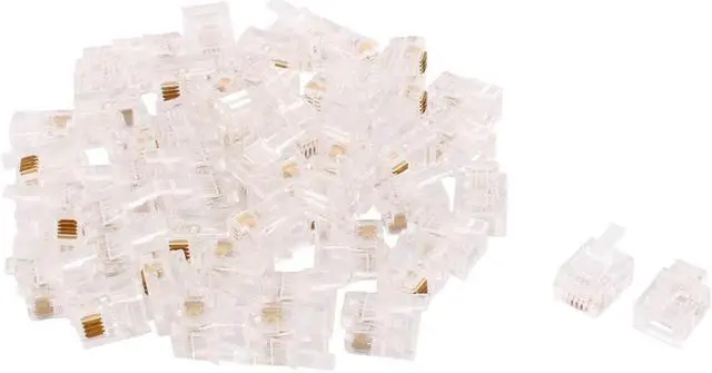 Main image of RJ11 4P4C Plug Jack Telephone Phone Handset Cable Wire Connector Clear 50pcs