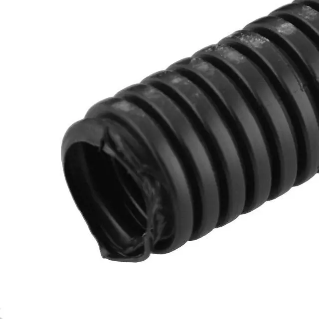 Alt view image 2 of 2 - Black Plastic 18mm Outer Dia Flexible Corrugated Conduit Hose Tubing 1.85M Long