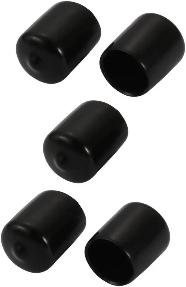 Main image of 5Pcs 19mm Inner Dia Flexible Vinyl End Cap Screw Thread Protector Black