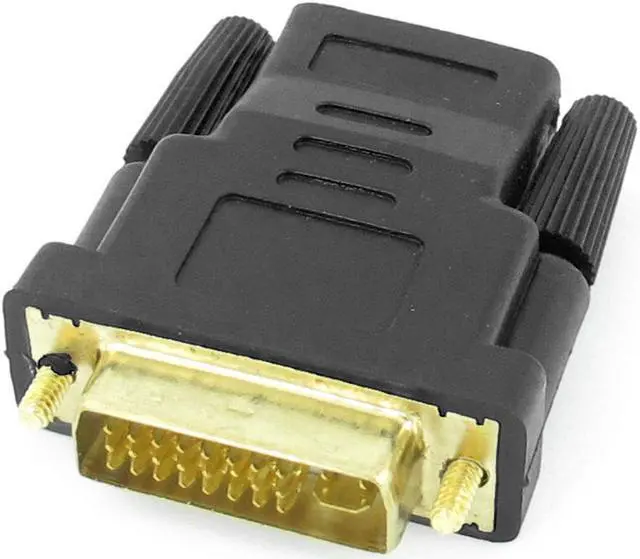 Main image of DVI-I Dual Link 24+5 Male to  Female Connector Adapter Black Golden Tone