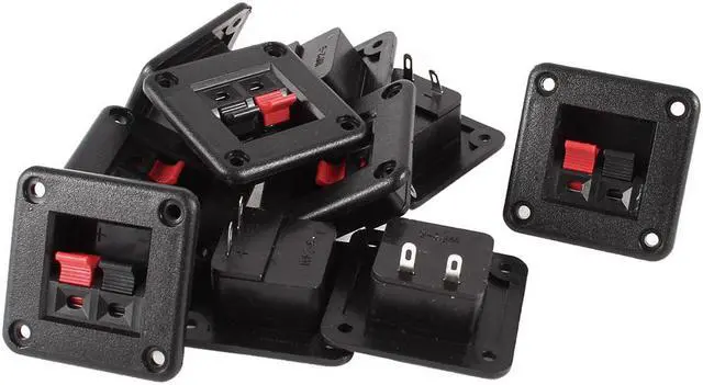 Main image of Unique Bargains Red Black Push In Type Horizontal Speaker Terminals Board 2 Position 10pcs