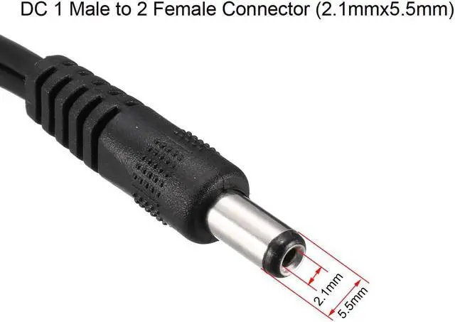 Alt view image 2 of 3 - 12V DC Power Splitter Cable 1 Male to 2 Female Connectors 32cm 24AWG Cord for CCTV Security Camera 2.1mmx5.5mm