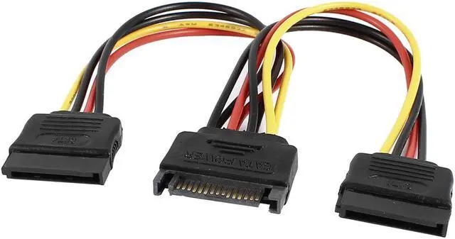 Main image of Unique Bargains SATA 15 Pin Male to Dual Female M/F Connector Y Splitter Power Adapter Cable