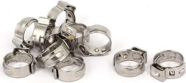 Main image of 8.3mm-10mm 304 Stainless Steel Adjustable Cable Pipe Tight Hose Clamps 10pcs