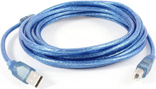 Main image of Unique Bargains 16ft 5 Meters USB 2.0 A Male to B Male Printer Scanner Cable Cord Clear Blue