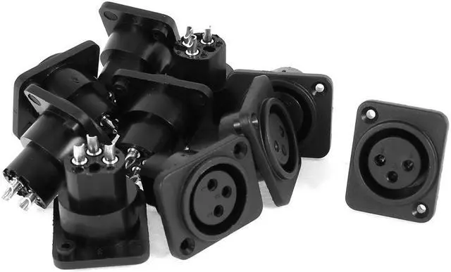 Main image of Unique Bargains 10 Pieces Straight XLR Female Jack Panel Mounted Chassis Socket Connector