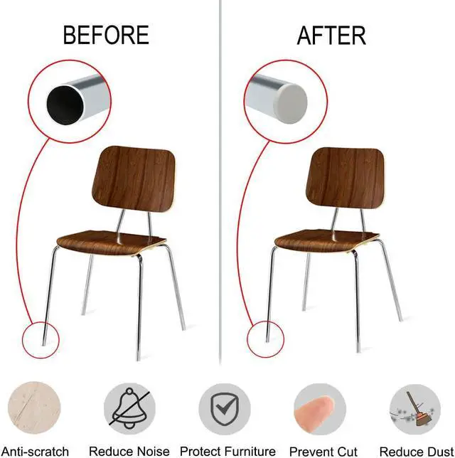 Alt view image 4 of 7 - 3/4" 19mm OD Plastic Round Ribbed Tube Insert Pipe Tubing End Covers Caps White 8pcs, 0.63"-0.71" Inner Dia Furniture Glide Chair Feet Floor Protector