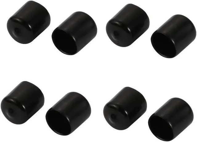 Main image of 8Pcs 16mm Inner Dia Flexible Vinyl End Cap Screw Thread Protector Cover Black