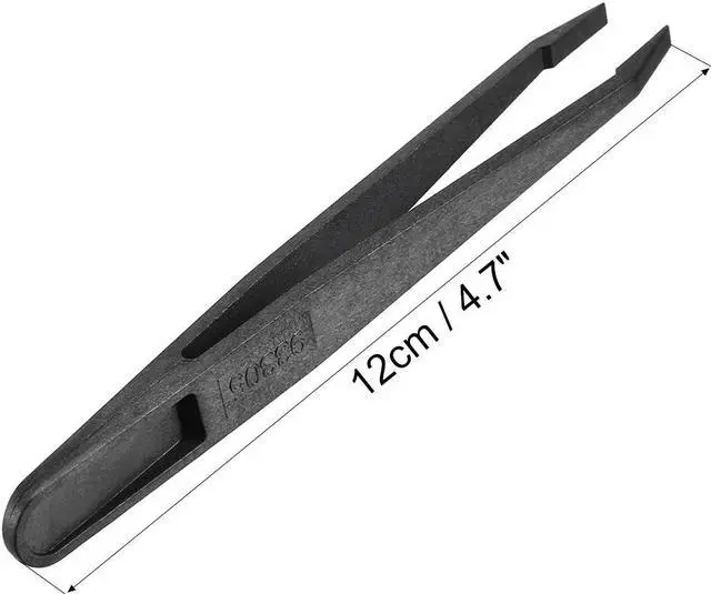 Alt view image 3 of 4 - Black Plastic Slant Tip Anti-static Tweezers 4.7 Inch Length 3pcs