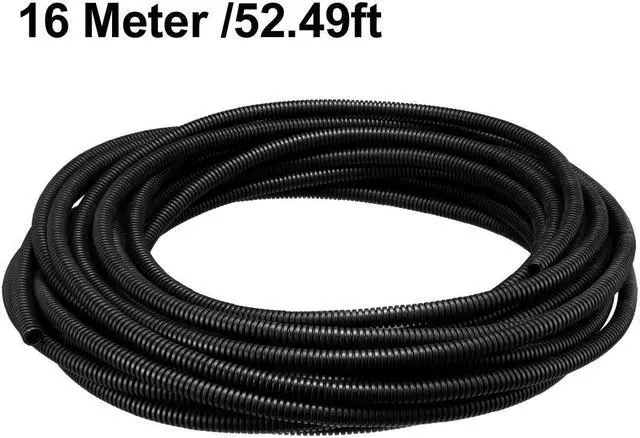 Alt view image 5 of 5 - Unique Bargains 16M 10mm Outside Dia Corrugated Bellow Conduit Tube for Electric Wiring Black