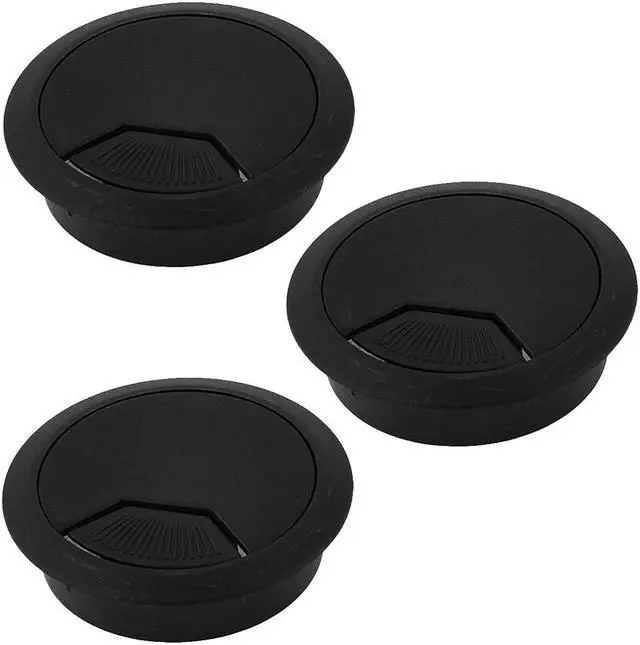 Main image of Unique Bargains 60mm Black PC Desk Table Grommet Cable Tidy Wire Hole Cover Black x 3