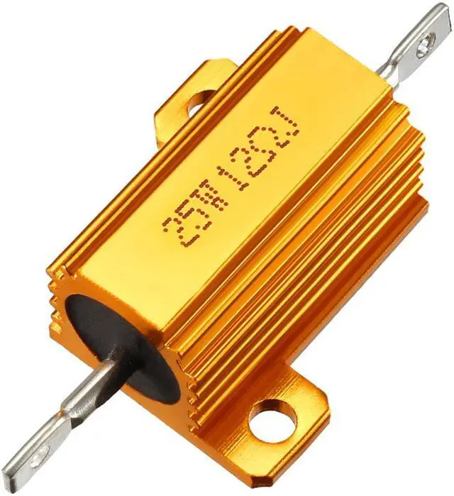 Main image of Unique Bargains 25W 12 Ohm Aluminium Housing Chassis Mount Wirewound Power Resistors Gold 1pcs