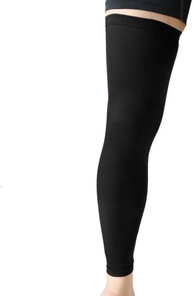 Alt view image 3 of 3 - Black XL Size Long Sport Stretch Brace Leg Sleeve Knee Calf UV Protector