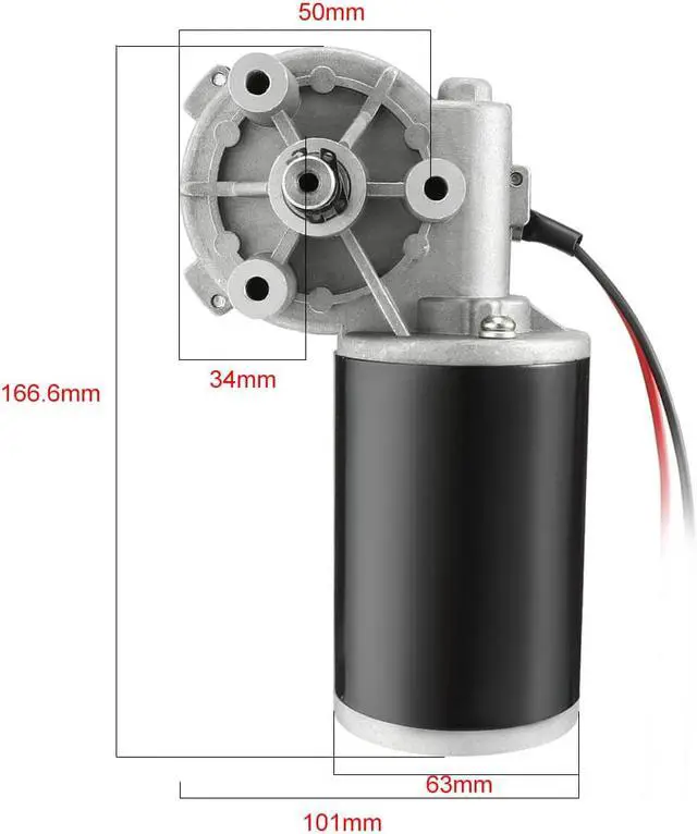 Alt view image 5 of 7 - DC110V 80W 160RPM Reversible Worm Gear Motor High Torque Speed Reducing Electric GearBox Motor-JCF63R