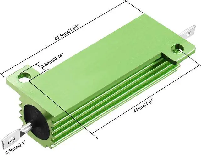 Alt view image 3 of 4 - Unique Bargains 50W 3k Ohm Aluminium Housing Chassis Mount Wirewound Power Resistor Green 1pcs