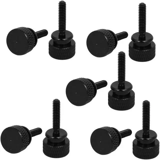 Main image of Computer PC Case Round Head Knurled Thumb Screws Black 6#-32 10pcs